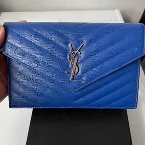 YSL Grain De Poudre Envelope Wallet on a Chain